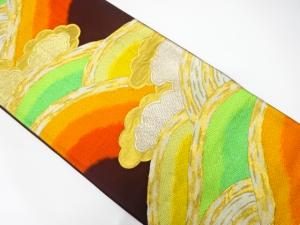 アンティーク　変わり青海波に雲模様織り出し袋帯（材料）